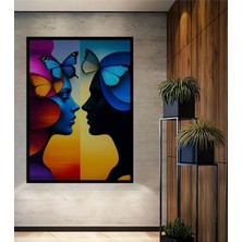 Çerçeve Görünümlü Kelebek Rüyası Yağlı Boya Görünümlü Dekoratif Ahşap Ev/işyeri/ofis Kare Tablo