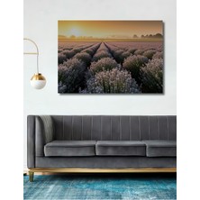 Lavanta Tarlası Sulu Boya Görünümlü Dekoratif Ahşap Ev/işyeri/ofis Kare Tablo