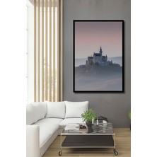 Çerçeve Görünümlü Neuschwanstein Şatosu Pastel Boya Görünümlü Dekoratif Ahşap Ofis Kare Tablo