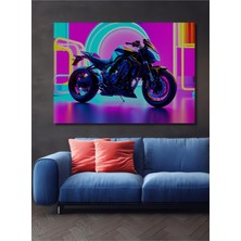 Neon Işıklı Rüya Motor Yağlı Boya Görünümlü Dekoratif Ahşap Ev/işyeri/ofis Kare Tablo