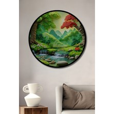 Çerçeve Görünümlü Bahar Esintili Pastoral Rüya Manzarası Dekoratif Ahşap Işyeri/ofis Yuvarlak Tablo