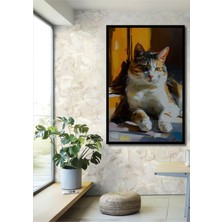 Çerçeve Görünümlü Yağlı Boya Görünümlü Tatlı Kedi Dekoratif Ahşap Ev/işyeri/ofis Kare Tablo