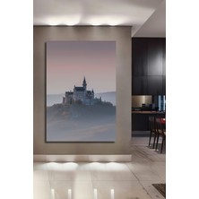 Neuschwanstein Şatosu Pastel Boya Görünümlü Dekoratif Ahşap Ev/işyeri/ofis Kare Tablo