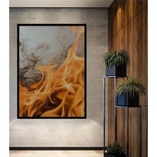 Çerçeve Görünümlü Ateş Dansı Yağlı Boya Görünümlü Dekoratif Ahşap Ev/işyeri/ofis Kare Tablo