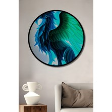 Çerçeve Görünümlü Efsanevi Grifon Kuşu Neon Işıltısı Dekoratif Ahşap Ev/işyeri/ofis Yuvarlak Tablo