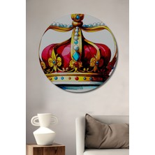 Ihtişamlı Kraliyet Tacı Sulu Boya Görünümlü Dekoratif Ahşap Ev/işyeri/ofis Yuvarlak Tablo