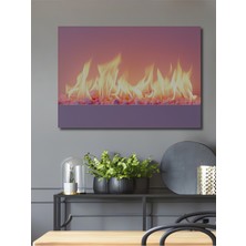 Pembe Alevler ve Taşlar Yağlı Boya Görünümlü Dekoratif Ahşap Ev/işyeri/ofis Kare Tablo