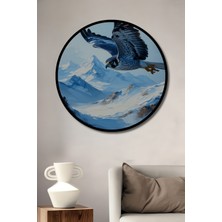 Çerçeve Görünümlü Yağlı Boya Görünümlü Şahin Uçuşu Dekoratif Ahşap Ev/işyeri/ofis Yuvarlak Tablo