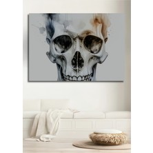 Sulu Boya Görünümlü Insan Kafatası Dekoratif Ahşap Ev/işyeri/ofis Kare Tablo