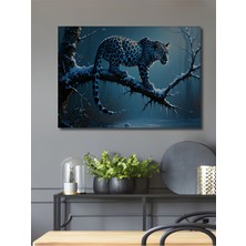 Buzul Çağı Leoparı Yağlı Boya Görünümlü Dekoratif Ahşap Ev/işyeri/ofis Kare Tablo