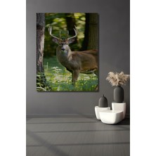 Orman Esintili Geyik Yağlı Boya Görünümlü Dekoratif Ahşap Ev/işyeri/ofis Kare Tablo