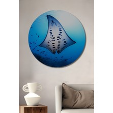 Nefes Kesen Manta Vatozu Yağlı Boya Görünümlü Dekoratif Ahşap Ev/işyeri/ofis Yuvarlak Tablo