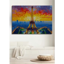 Eşsiz Eyfel Kulesi Yağlı Boya Görünümlü Dekoratif Ahşap Ev/işyeri/ofis Kare Tablo
