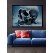 Çerçeve Görünümlü Karda Ölümün Maskesi Yağlı Boya Görünümlü Dekoratif Ahşap Işyeri/ofis Kare Tablo