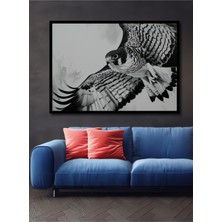 Çerçeve Görünümlü Siyah Beyaz Şahin Yağlı Boya Görünümlü Dekoratif Ahşap Ev/işyeri/ofis Kare Tablo