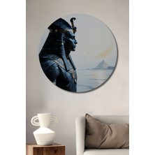 Firavun Modern Sanat Yağlı Boya Görünümlü Dekoratif Ahşap Ev/işyeri/ofis Yuvarlak Tablo