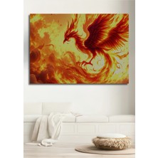 Alevlerin Dansı Yağlı Boya Görünümlü Phoenix Ev/işyeri/ofis Dekoratif Ahşap Kare Tablo