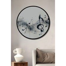 Çerçeve Görünümlü Müzik Notaları Sulu Boya Görünümlü Dekoratif Ahşap Ev/işyeri/ofis Yuvarlak Tablo