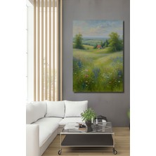 Pastel Boya Görünümlü Çiçek Tarlası Klasik Sanat Manzarası Ev/işyeri/ofis/salon Dekoratif Mdf Tablo