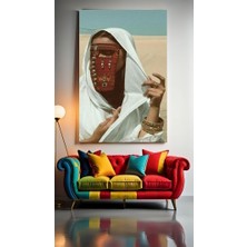 Özkacar Group Maskeli Çöl Kadını Ev Duvar Salon Güzellik Salonu Ofis Dükkan Dekarasyon Kanvas Tablo