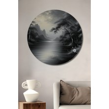 Siyah Beyaz Göl Manzarası Yağlı Boya Görünümlü Dekoratif Ahşap Dekoratif Ev/işyeri/ofis Tablo