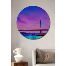 Pembe Gökyüzü Altında Köprü Manzarası Yağlı Boya Görünümlü Dekoratif Ahşap Ev/işyeri/ofis Tablo