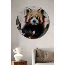 Kiraz Çiçekleri Arasında Kızıl Panda Yağlı Boya Görünümlü Dekoratif Ahşap Ev/işyeri/ofis Tablo