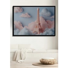 Çerçeve Görünümlü Pembe Rüyalar Içinde Eyfel Kulesi Dekoratif Ahşap Ev/işyeri/ofis Kare Tablo