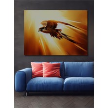 Altın Şahin Yağlı Boya Görünümlü Dekoratif Ahşap Ev/işyeri/ofis Kare Tablo