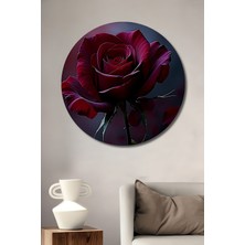Kırmızı Gül Yağlı Boya Görünümlü Aşk Ev/işyeri/ofis Dekoratif Ahşap Yuvarlak Tablosu