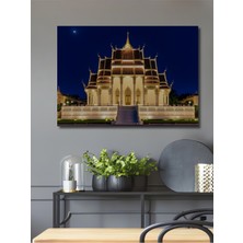 Muhteşem Tayland Tapınağı Yağlı Boya Görünümlü Dekoratif Ahşap Ev/işyeri/ofis Kare Tablo