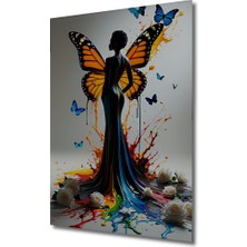 Kelebek Kanatlı Kadın Rüyası Yağlı Boya Görünümlü Dekoratif Ahşap Ev/işyeri/ofis Kare Tablo