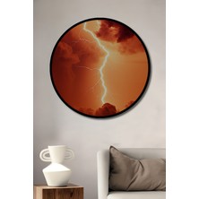 Çerçeve Görünümlü Kızıl Fırtına Yağlı Boya Görünümlü Dekoratif Ahşap Ev/işyeri/ofis Yuvarlak Tablo