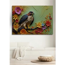 Çiçek Bahçesinde Kartal Rölyef Dekoratif Ahşap Ev/işyeri/ofis Kare Tablo