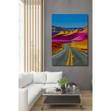 Rüya Gibi Pastel Renkli Yol Manzarası Dekoratif Ahşap Ev/işyeri/ofis Kare Tablo