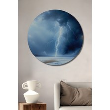 Fırtına Esintili Kış Manzarası Yağlı Boya Görünümlü Dekoratif Ahşap Ev/işyeri/ofis Yuvarlak Tablo