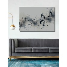 Müzik Notaları Sulu Boya Görünümlü Dekoratif Ahşap Ev/işyeri/ofis Kare Tablo