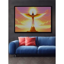 Çerçeve Görünümlü Ra Gunes Tanrısı Yağlı Boya Görünümlü Dekoratif Ahşap Ev/işyeri/ofis Kare Tablo