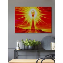 Tutankamon Güneş Tapınağı Yağlı Boya Görünümlü Dekoratif Ahşap Ev/işyeri/ofis Kare Tablo