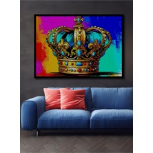 Çerçeve Görünümlü Göz Alıcı Kraliyet Tacı Pop Art Dekoratif Ahşap Ev/işyeri/ofis Kare Tablo
