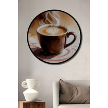 Çerçeve Görünümlü Sulu Boya Görünümlü Kahve Aşkı Dekoratif Ahşap Ev/işyeri/ofis Yuvarlak Tablo