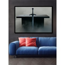 Çerçeve Görünümlü Efsanevi Kılıç Dekoratif Ahşap Görünümlü Ev/işyeri/ofis Kare Tablo