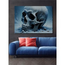 Karda Ölümün Maskesi Yağlı Boya Görünümlü Dekoratif Ahşap Ev/işyeri/ofis Kare Tablo