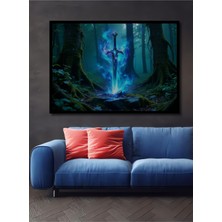 Çerçeve Görünümlü Efsanevi Orman Kılıcı Dekoratif Ahşap Ev/işyeri/ofis Kare Tablo