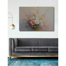 Pastel Renklerde Çiçek Bahçesi Yağlı Boya Görünümlü Dekoratif Ahşap Ev/işyeri/ofis Kare Tablo