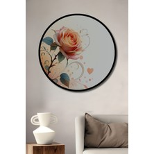 Çerçeve Görünümlü Romantik Güller Sulu Boya Görünümlü Dekoratif Ahşap Ev/işyeri/ofis Yuvarlak Tablo