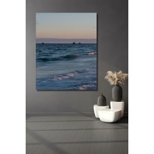 Sakin Denizdeki Gemiler Yağlı Boya Görünümlü Dekoratif Ahşap Ev/işyeri/ofis Kare Tablo