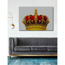 Muhteşem Altın Taç Yağlı Boya Görünümlü Dekoratif Ahşap Ev/işyeri/ofis Kare Tablo