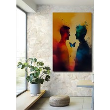 Iki Yüz Bir Kelebek Yağlı Boya Görünümlü Dekoratif Ahşap Ev/işyeri/ofis Kare Tablo