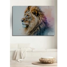 Sulu Boya Görünümlü Aslan Portre Sanatı Ev/işyeri/ofis/salon Ahşap Dekoratif Kare Tablo